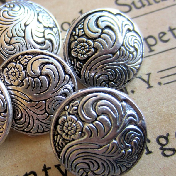 6 Metal shank buttons gunmetal dome engraved button 18mm lead and nickel safe