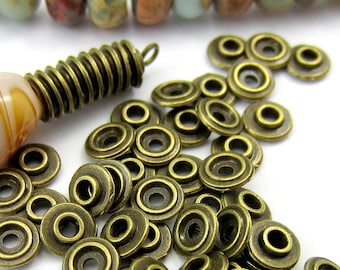 Bronze Spacer beads flat rounds interlocking no lead no nickel 6mm x 2mm