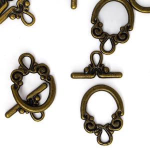 Antique Bronze Toggle Clasps, Classic Jewelry Closures For Necklaces Or Bracelets, Lead And Nickel Free Alloy Findings, Qty: 8 Sets