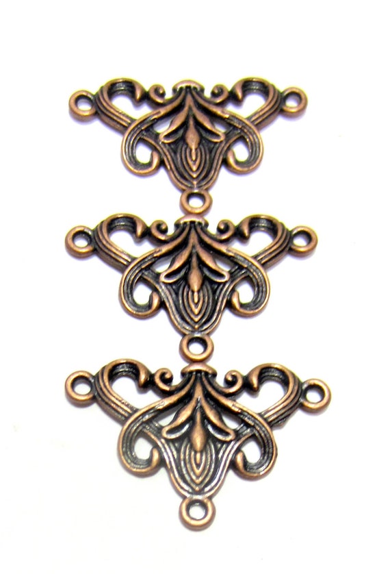 12 Antique Copper Jewelry Connectors Art Deco Links Jewelry