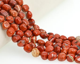 Brecciated Jasper Beads, Red Gemstone Nuggets, Earthy Natural Stone for Boho Jewelry Designs