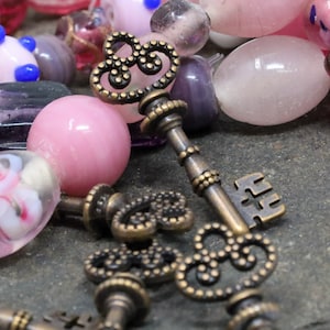 12 Red Copper Skeleton Key Charm, Key Pendant, Key Jewelry, Jewelry Charms, Jewelry Supplies