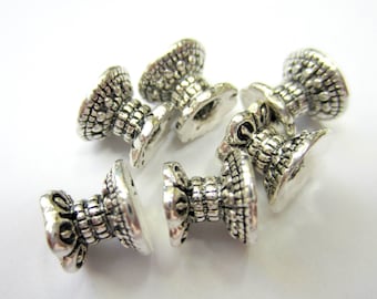 18 Double bead caps antique silver spacer beads jewelry making bead caps 9.5mm x 8mm jewelry making supplies
