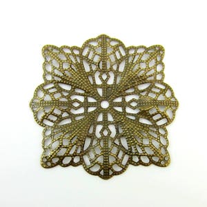 Antique Bronze Filigree Medallions, Stamped Alloy Embellishments For Jewelry, Steampunk, Tags Or Mixed Media Art Projects, Qty: 6
