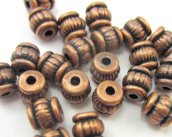 Antique copper beads  spacers metal jewelry making supplies 5mm x 4mm lead free nickel free Qty 30
