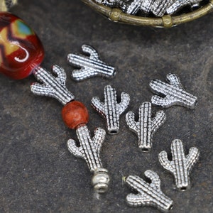 Saguaro Kaktus Perlen - Antike Silber Kaktus Spacer Perlen - Silber Metallperlen - Southwestern Style Schmuck - Qty 24