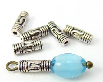 Silverrörspärlor antika silvermetalldistanspärlor länkar 8 mm x 3,5 mm x 1 mm kolumnpärlor