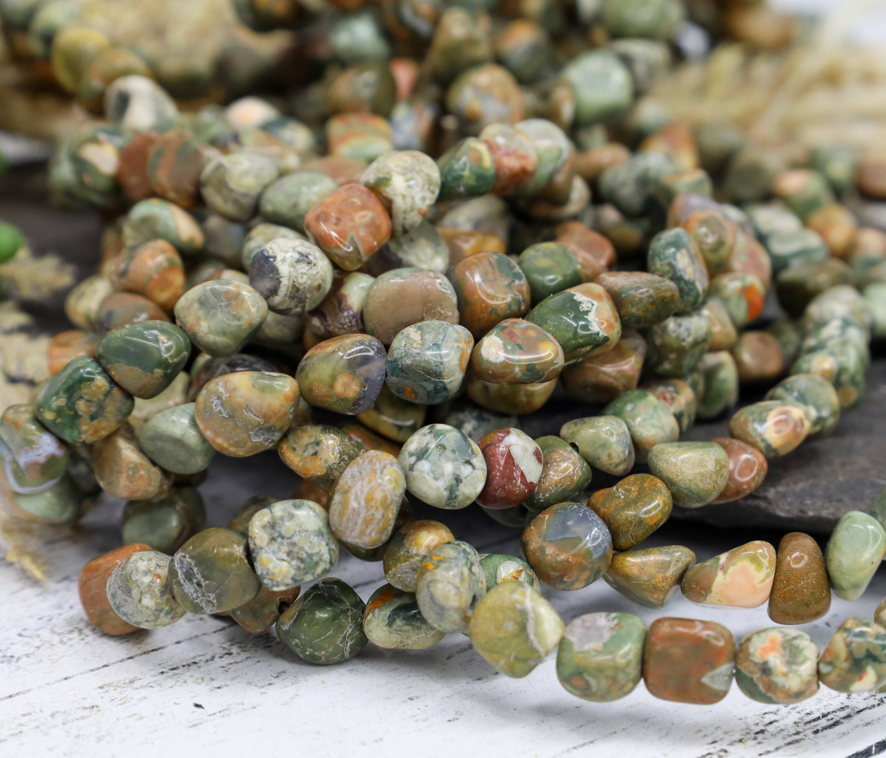 Earth Toned Rhyolite Jasper Stone Nuggets - Volcanic Rock Beads - Chunky Spacer Stone Beads - Qty 1 Strand