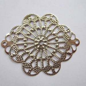 Silver Filigree Cabochon Bases, 45x38mm Wrap Connectors, Openwork Pendant Focals for DIY Jewelry Making, Qty: 10