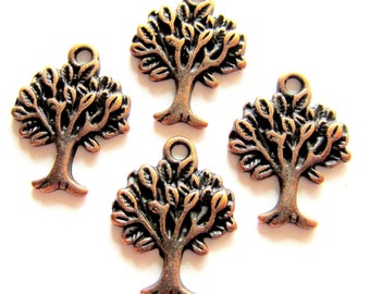 Antike Kupfer Baum Charms, Natur Themen Anhänger für die Schmuckherstellung, 22 x 17 mm Metall Zubehör, Menge: 12