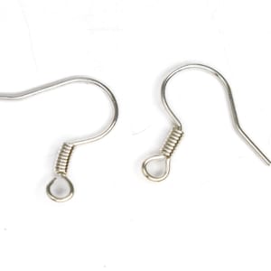 Silver Earring Hooks – 14mm Fish Hook Ear Wires, French Style Jewelry Findings, DIY Jewelry Supplies, Qty 60