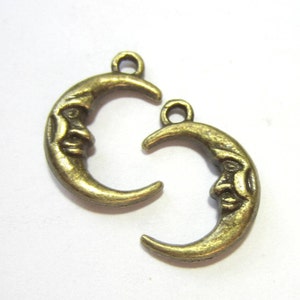 6 Bronze Moon charms metal man in the moon celestial charm jewelry no lead no nickel 22mm x 16mm