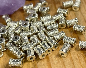 Antike Silber Spacer Perlen, Silber Röhrenperlen kleine Metallperlen 7 mm x 5 mm Qty 30