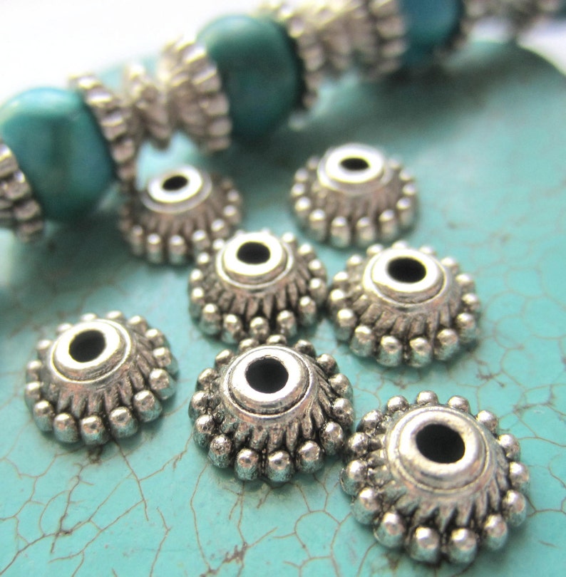 30 Antique silver Bead caps jewelry making supplies 8mm