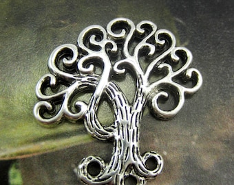 Silver Jewelry connectors art deco links Antique  silver tree pendants tree of life pendants tree charms 28.5mm x 27mm