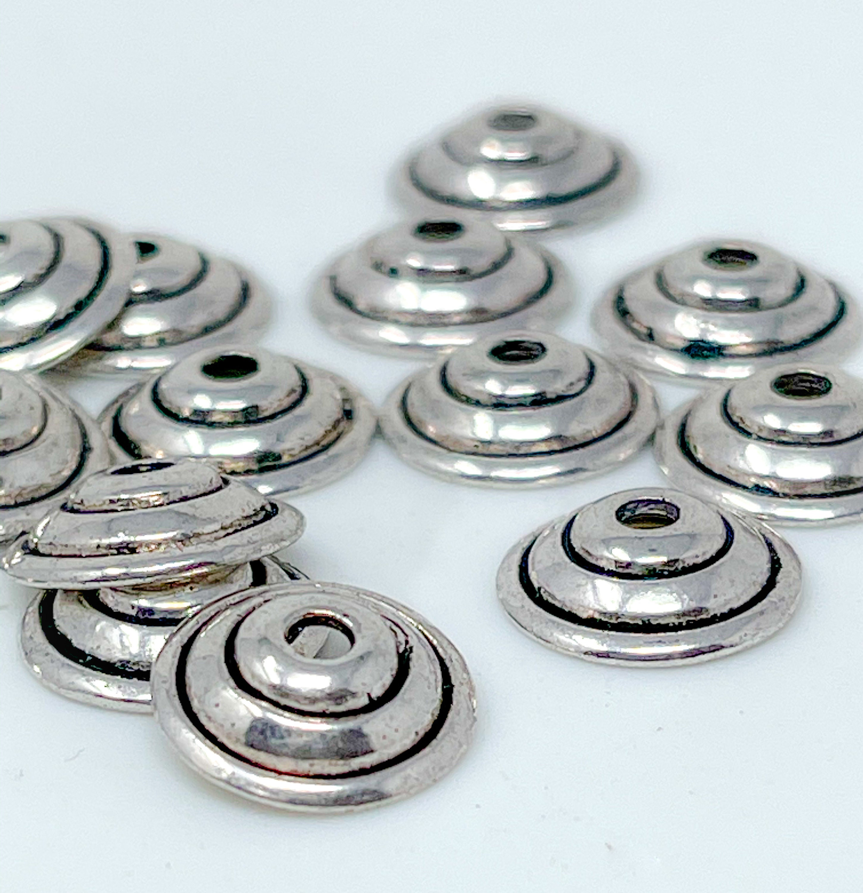 30 silver bead caps metal jewelry craft bead caps 11mm x 3mm Etsy