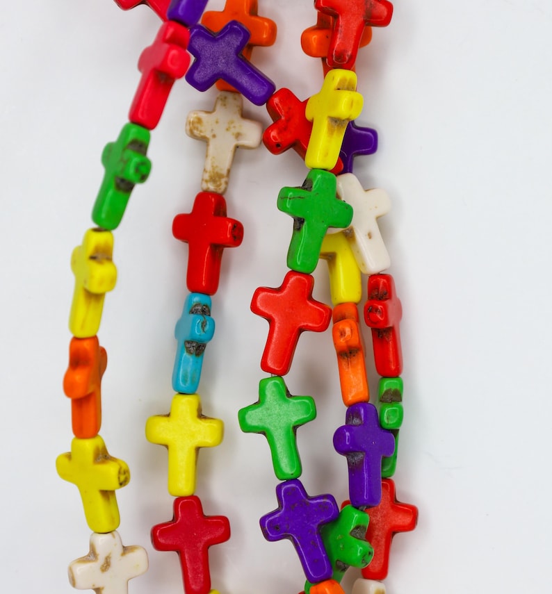 Turquoise Howlite Cross Beads Multi. Color Stone Cross Charms Jewelry ...