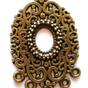 4 pendant chandelier jewelry supply 35x 22x1mm  bronzed metal