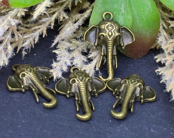 Elephant pendant jewelry charms antique bronze metal earring dangles ethnic charms Qty 6