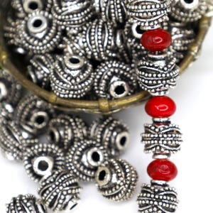 Pine Cone Spacer Beads in Antique Silver, Bold Rustic Texture, Woodland Inspired Jewelry Findings