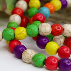 45 Multicolor Turquoise beads 8mm round  howlite gemstone