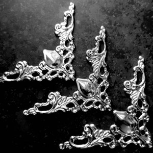 Silver Filigree Wraps, Victorian Stamped Jewelry Connectors, Flexible Metal Lace Findings For Beads, Pendants Or Layered Designs, Qty: 10