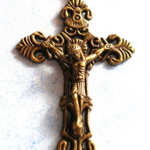 3 Crucifix bronze cross charms 34mm 55mm jewelry supplies