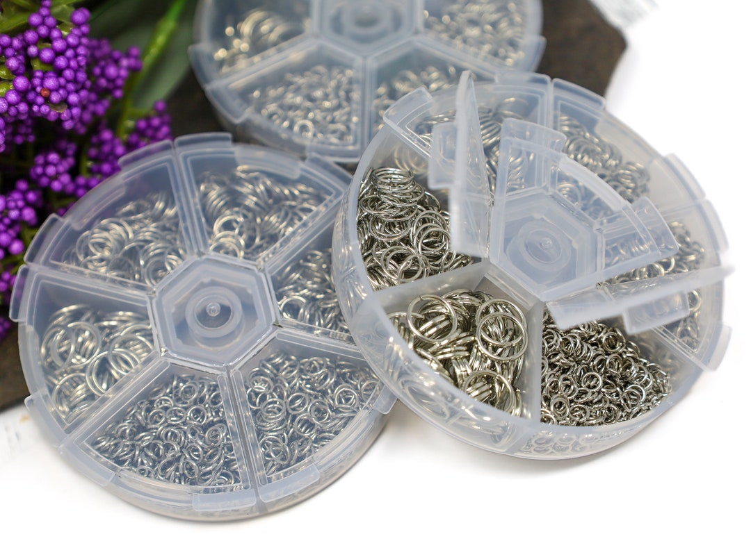 Antique Silver Container of Assorted Jump Rings, Open Jump Rings ...