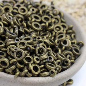 Antique Bronze Bead Hangers, 6.5mm Jewelry Charm Connectors, Spacer Beads with Loop for Pendants or Dangles image 2