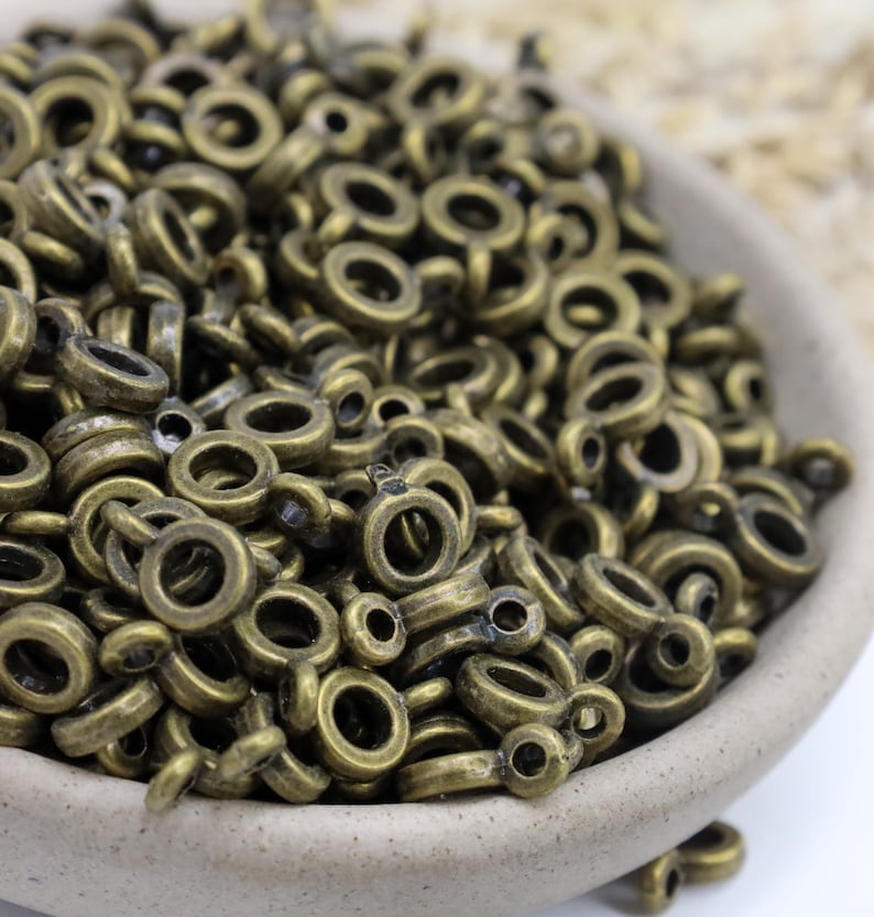 Antique Bronze Bead Hangers, 6.5mm Jewelry Charm Connectors, Spacer Beads with Loop for Pendants or Dangles image 2