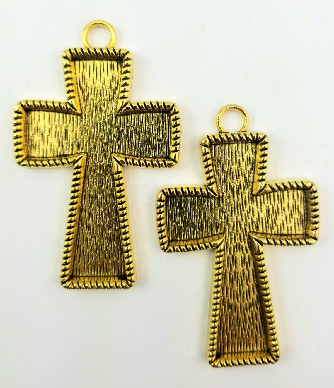 2 Gold Cross Pendant Tray Mosaic Bezel Cross Resin Tray 70mm X Etsy