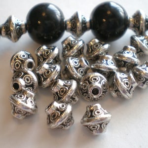 30 beads antique silver Tibetan spacers silver bicone beads 7mm x 6m supplies