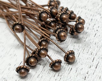 14 Copper head pins 5mm x 56mm jewelry supplies