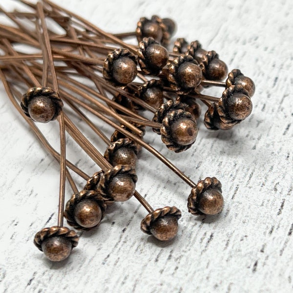 14 Copper head pins 5mm x 56mm jewelry supplies