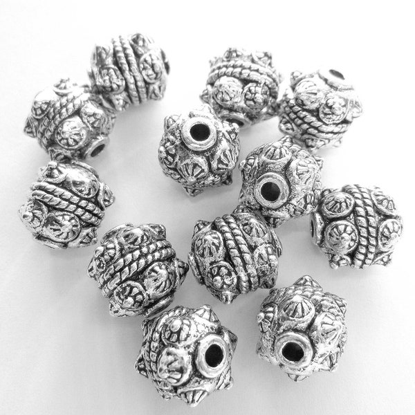 12 Antique silver metal beads spacers tibetan style  jewelry supplies 10mm LF07 LL7