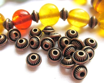 30 Beads copper spacers jewelry making supply 7mm 5mm  MNB bicone beads (W1)