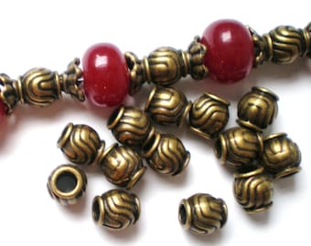 30 bronze beads exotic metal  spacer jewelry supply