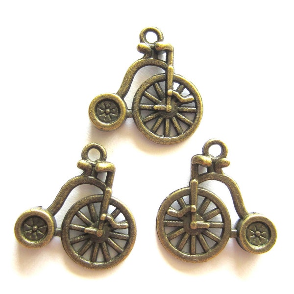 12 bike charms antique bronze steampunk jewelry supplies 17mm 17mm