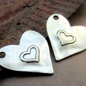 Silver heart pendants rustic charms antique silver lead nickel free heart wedding charm 28mm x 24mm key chain charm Qty 4 image 1