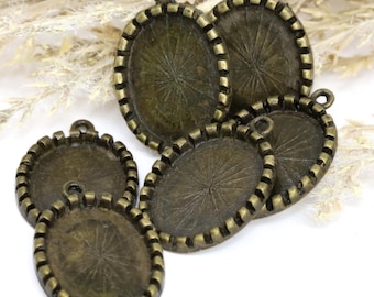 10x Ciondolo Vintage Lunetta Cabochon Impostazioni Vassoio Ovale - Foto 8