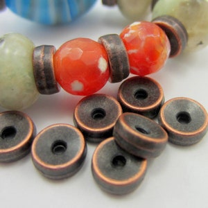 30 Red copper beads 5mm x 2mm spacer beads antique copper bead Tibetan style jewelry findings