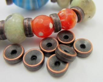 Rote Kupferperlen 5 mm x 2 mm Spacer Perlen antike Kupferperle tibetischen Stil Schmuckzubehör Qty 30