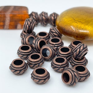 24 Antique copper spacer beads classic ethnic style  boho chic jewelry supply barrel shape 7.5mm x 4mm