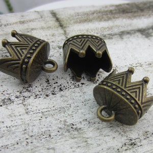 6 Large bronze tassel caps 22.5mm x 20mm x 16mm cord ends