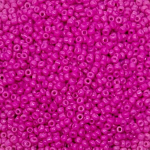 12/0 Fuchsia Banking Paint Glass Seed Beads, Glass Spacer Beads, Weaving Bead Supplies, Pink Glass Beads, Qty 50g