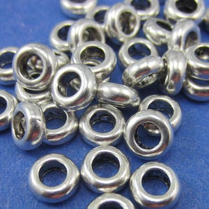 36 Large hole beads antique silver spacers jewelry making Large hole spacer beads silver beads  no lead no nickel