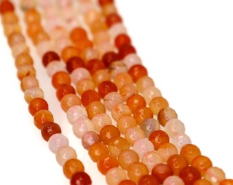 Natürliche orangefarbene Achatperlenkette, facettierte 6-mm-Edelsteinperlen, pfirsichfarbener Aprikosenachat, runde Steinperlen, Schmuckherstellungszubehör