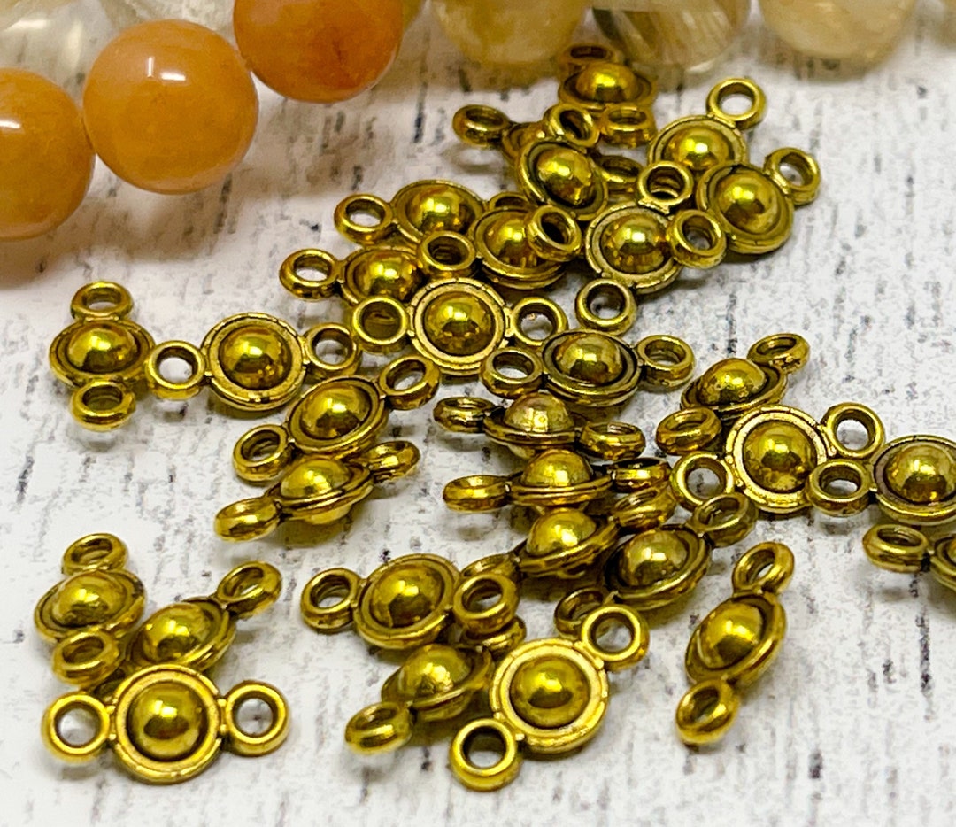 30 Gold Dot Jewelry Connectors, Jewelry Findings 10.5mm X 5mm X 3.3mm