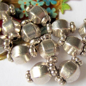 30 Silver beads spacers metal jewelry making supplies 7mm 10mm Hole size is 1mm
