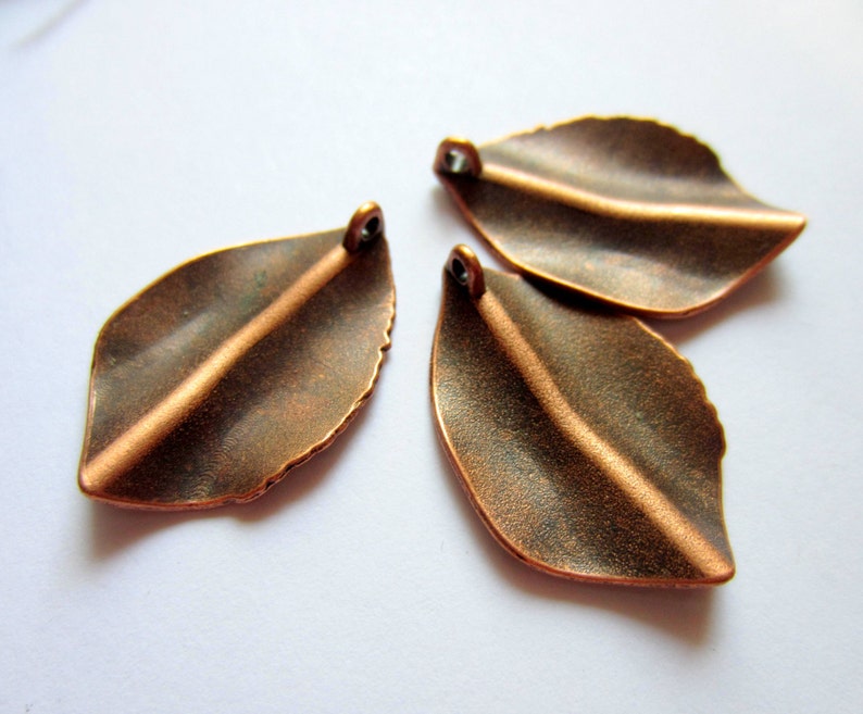 8 Leaf charms Antique red copper pendants metal jewelry Etsy